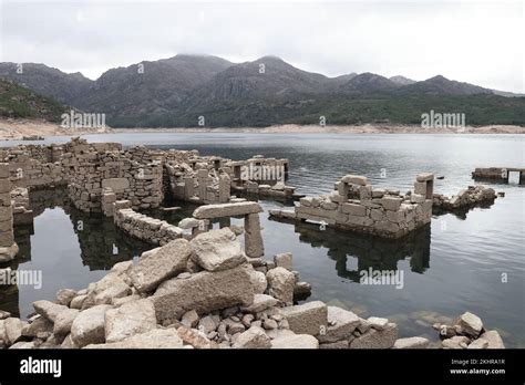 The Ruins Of Vilarinho Da Furna During The Dry Season When The Former