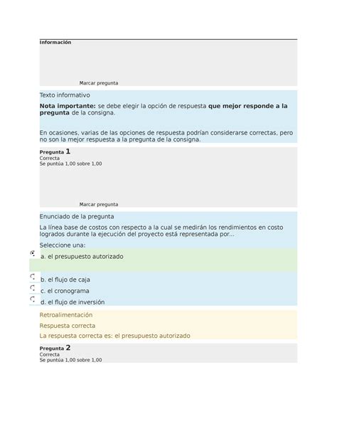 Examen Estudio De Caso Informaci N Marcar Pregunta Texto