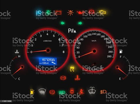 Car Speedometer Modern Auto Panel Realistic View Stock Illustration