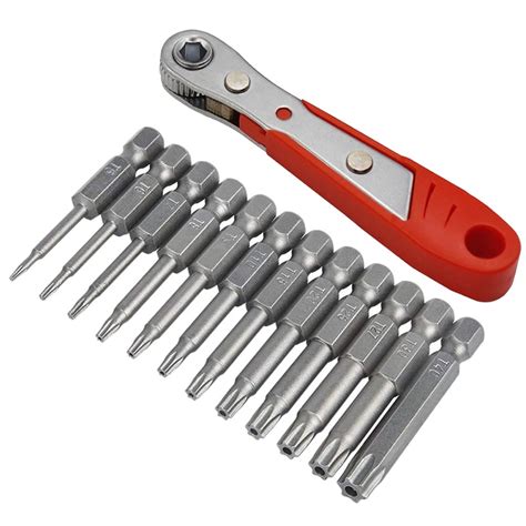 Hexagon Ratchet Spanner With 12pcs T5 T40 Magnetic Torx Screwdriver