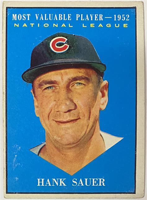 Hank Sauer Topps Chicago Cubs Baseball Most Valuable Player Card