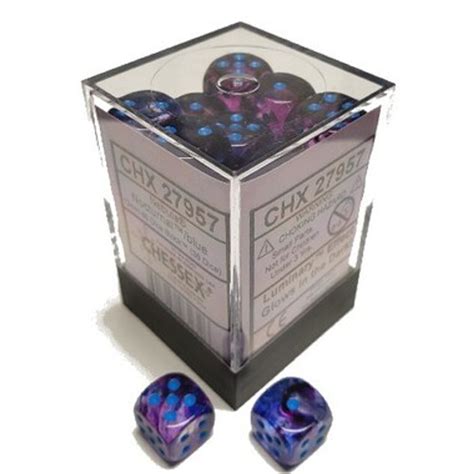 Chessex Dice Nebula D6 12mm Nocturnalblue Luminary 36 Game Nerdz