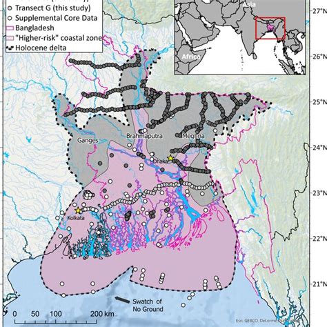 Map Of The Bengal Basin And The GangesBrahmaputra River Delta In South