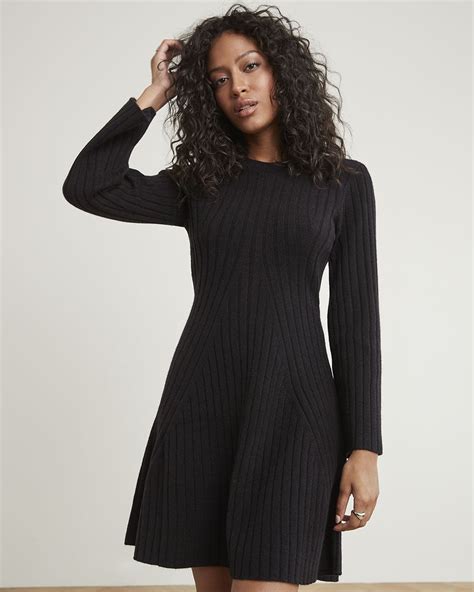 Long Sleeve Ribbed Sweater Dress Rwandco