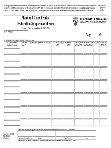 Fillable Online Aphis Usda Plant And Plant Product Declaration