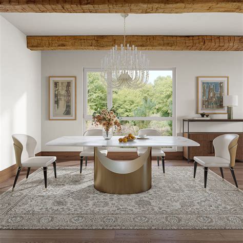 Everly Quinn Hobart Modern Dining Table With Rectangular Sintered Stone