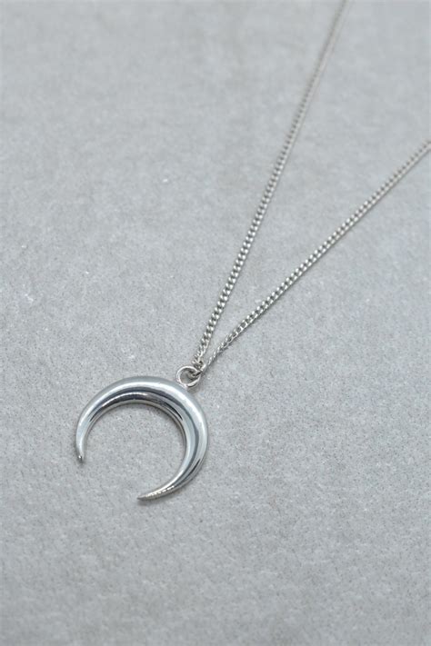 Crescent Moon Necklace Sterling Silver Chain Jewellery Etsy