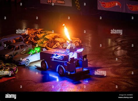 Lisbon Portugal March 2 2024 HOT WHEELS MONSTER TRUCKS LIVE GLOW PARTY In Arena Stock Photo