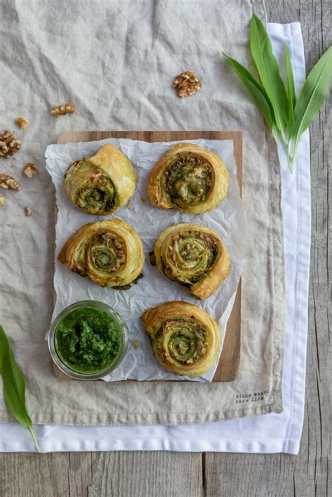 Bl Tterteig Schnecken Mit B Rlauch Walnuss Pesto Frisch Verliebt