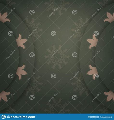 Green Color Brochure Template With Greek Brown Ornament For Your