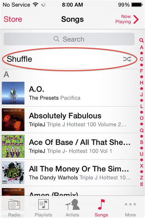 music.app - How to shuffle all songs in iOS 8.4 music app - Ask Different