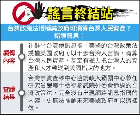 謠言終結站》台灣政策法授權美政府可清算台灣人民資產？ 錯誤訊息！ 自由電子報 Line Today