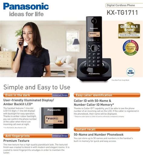 Telefono Panasonic Kx Tg1711 Inalambrico Digital Dect 6 0 Con