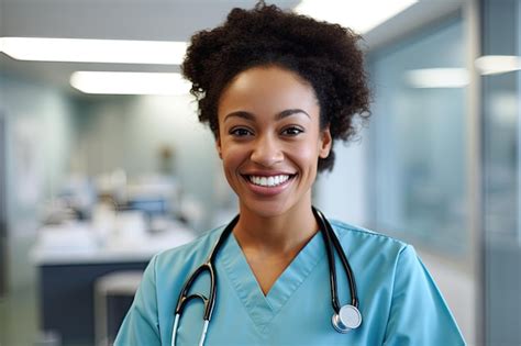 Premium Ai Image Portrait Of Smiling African American Female Doctor