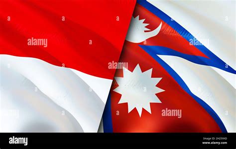 monaco  nepal flags  waving flag design nepal monaco flag