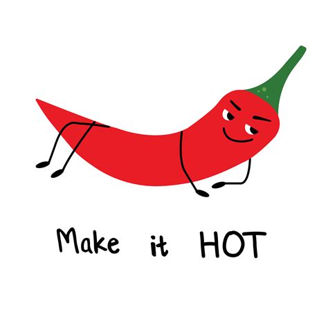 Red Hot Chili Pepper Illustration Filthy Funny Cartoon Character Hot Horny Red Pepper For Cute