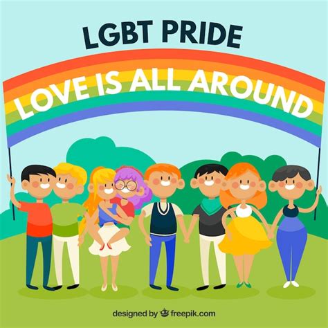 Fondo De Orgullo Lgbt Con Personas Felices Vector Gratis