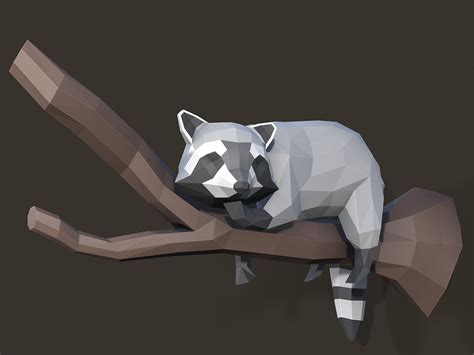 Papercraft Raccoon Paper Craft Raccoon Model Raccoon PDF Template 3D