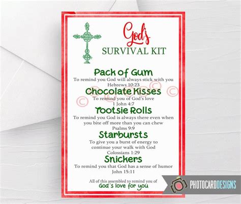 Gods SURVIVAL Kit Church Tag Survival Kit Printable Christian