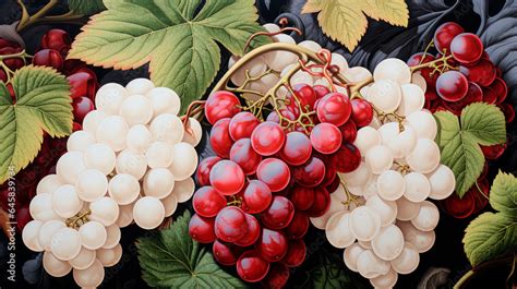 Beautiful grapes autumn harvest. Grapevine illustration. Realistic grapes picture. Painted ...