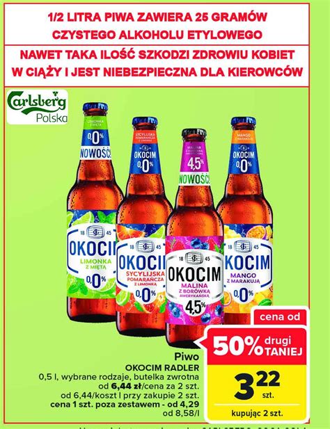 Piwo Okocim radler pomarańcza sycylijska z limonką 0 cena promocje