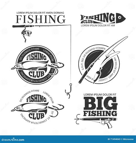 Vintage Fishing Vector Labels Logos Emblems Set Stock Vector