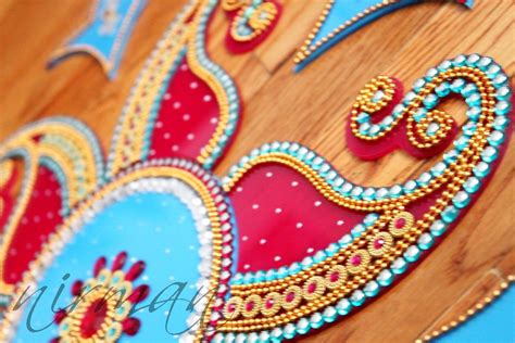 Blue and Pink Rangoli Kundan Bollywood inspired Acrylic Etsy Искусство