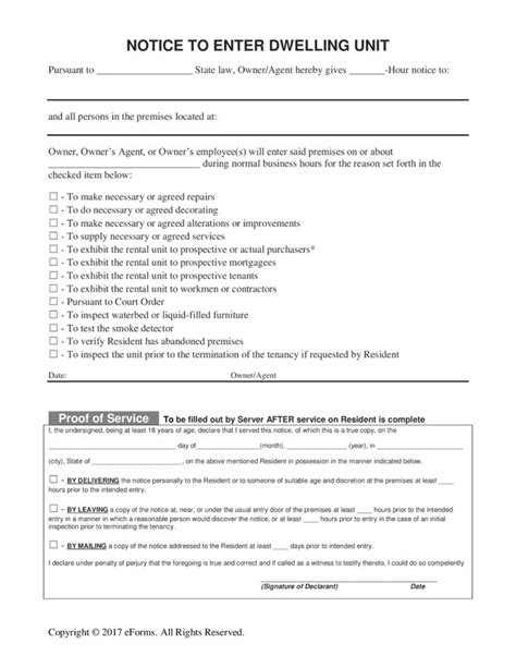 Landlords Notice To Enter Dwelling Unit Form 24 48 Hours EForms