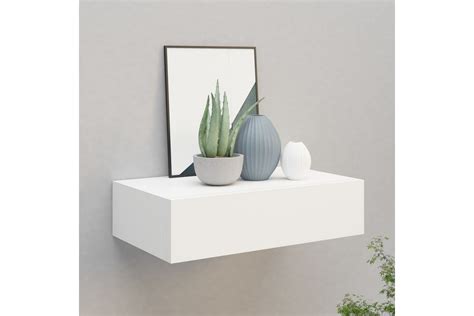 Be Basic væghængt hylde med skuffe 40x23 5x10 cm MDF hvid Hvid