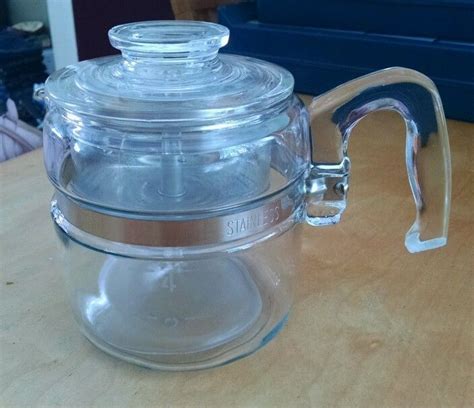 Vintage Pyrex Flameware 7754 B 4 Cup Clear Glass Coffee Pot Complete Nice Pyrex Vintage Pyrex