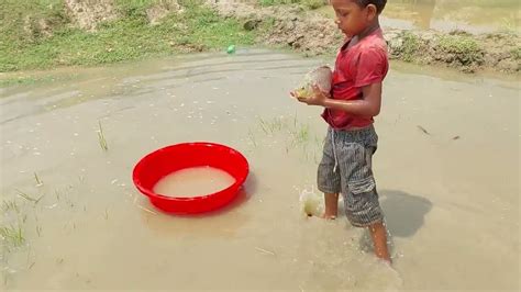 Unique Hand Fishing Video 2022 Traditional Village Boy Catching Big