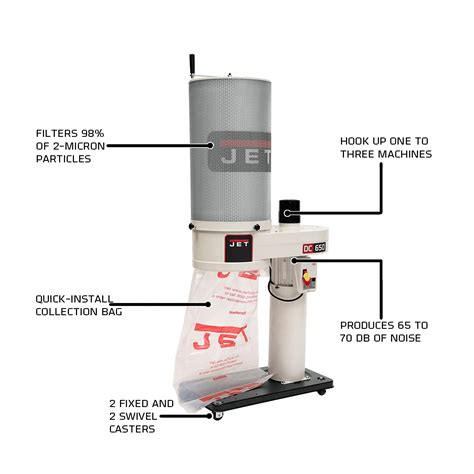 JET DC 650CK Dust Collector 2 Micron Canister Filter 650 CFM 1 HP