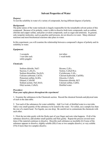 Solvent Properties of Water