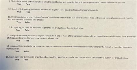 Solved 9. Of all of the modes of transportation, air is the | Chegg.com