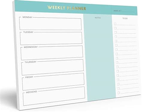 Sweetzer Orange Weekly To Do List Pad Teal Gold Weekly Planner