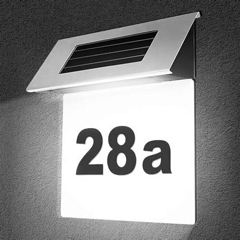 BuyWeek Solar Light House Numbers 4 LED Solar Door Number Plaques