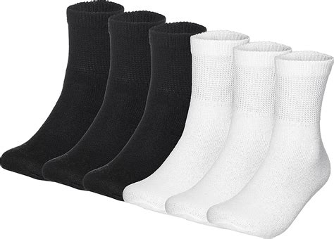 Special Essentials 6 Pairs Mens White And Black Cotton Diabetic Ankle Socks 13 15