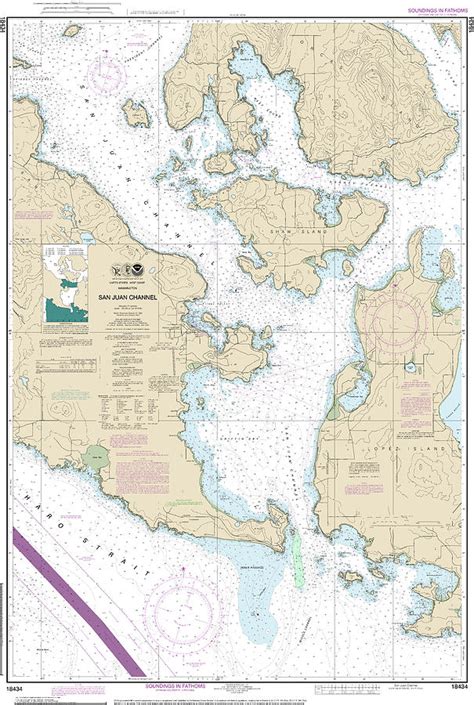 Nautical Chart 18434 San Juan Channel Mixed Media By Sea Koast Fine