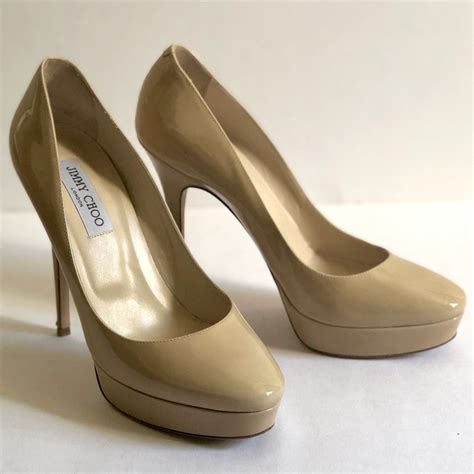 Jimmy Choo Cosmic Patent Nude Platform Pumps Gem