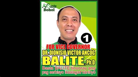 Dionisio Victor Ancog Balite For Vice Governor Of Bohol Youtube