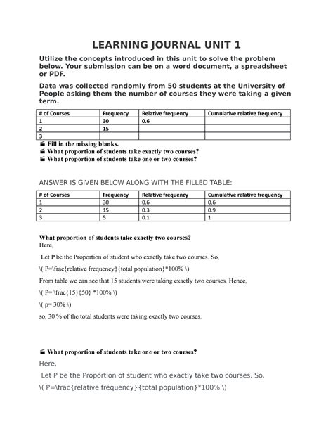 Learning Journal UNIT 1 Math 1280 LEARNING JOURNAL UNIT 1 Utilize The