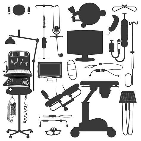 Equipamiento Médico De Silueta Sólo Color Negro Vector Premium