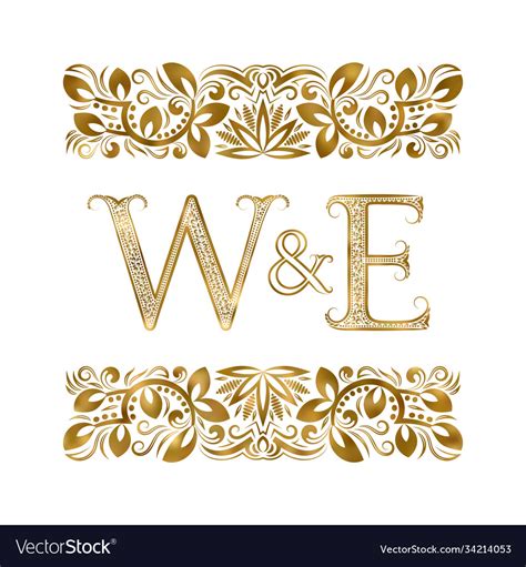 W And E Vintage Initials Logo Symbol Letters Vector Image