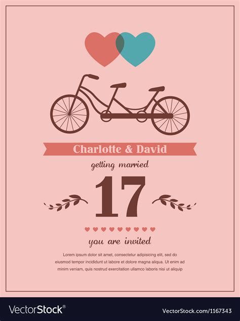 Valentines Card With Tandem Bicycle Royalty Free Vector