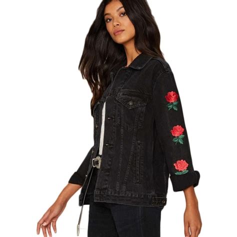 Floral Denim Jacket Rose Embroidered Denim Jacket Embroidered Denim Jacket Floral Denim