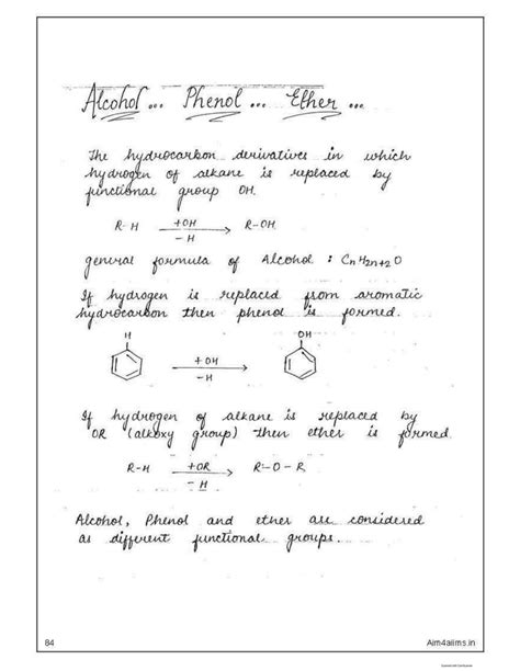 SOLUTION Alcohol Phenol Ether Chemistry Handwritten Notes For Neet Ug