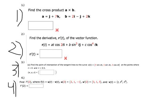 Solved 1 D Find The Cross Product A B A J 7k B