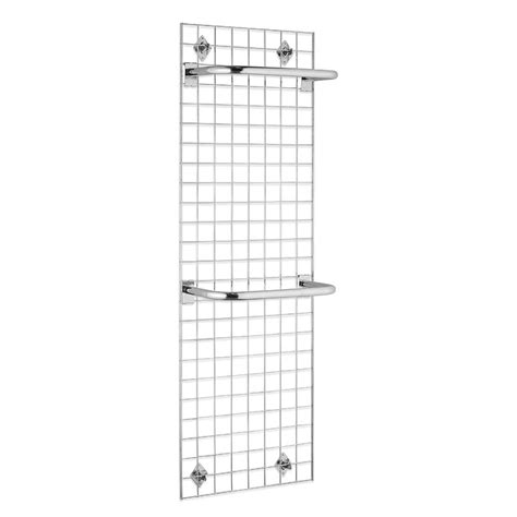 6ft Wall Mounted Grid Mesh Display Bundle With 2 X Hanging Rails H1830 X W610mm