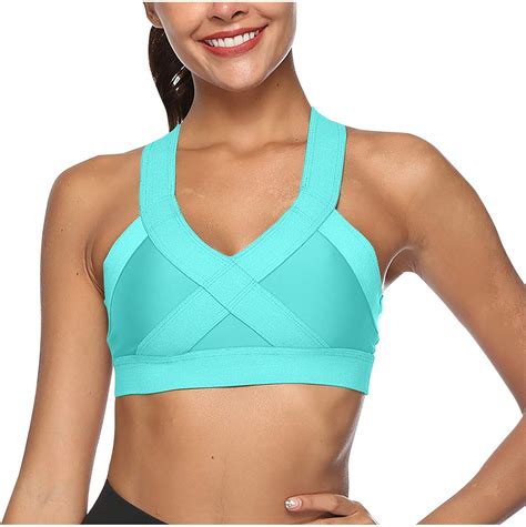 Sports Bra For Women Criss Cross Back Padded High Impact Workout Tank