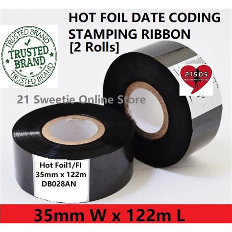 Rolls Mm X M Hot Foil Stamping Date Coding Ribbon Hf Inch Core Inked Fi X For